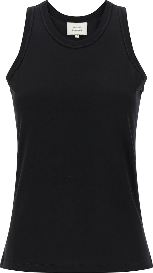 Loulou De Saison Black Cotton Sleeveles T-Shirt