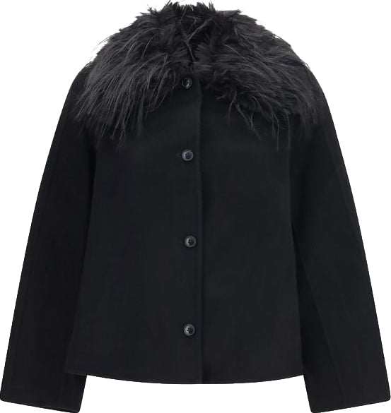 Loulou De Saison Black Wool Oves Aries Full-Length Jacket