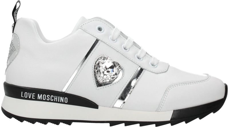 Love Moschino White Leather Low Top Sneakers