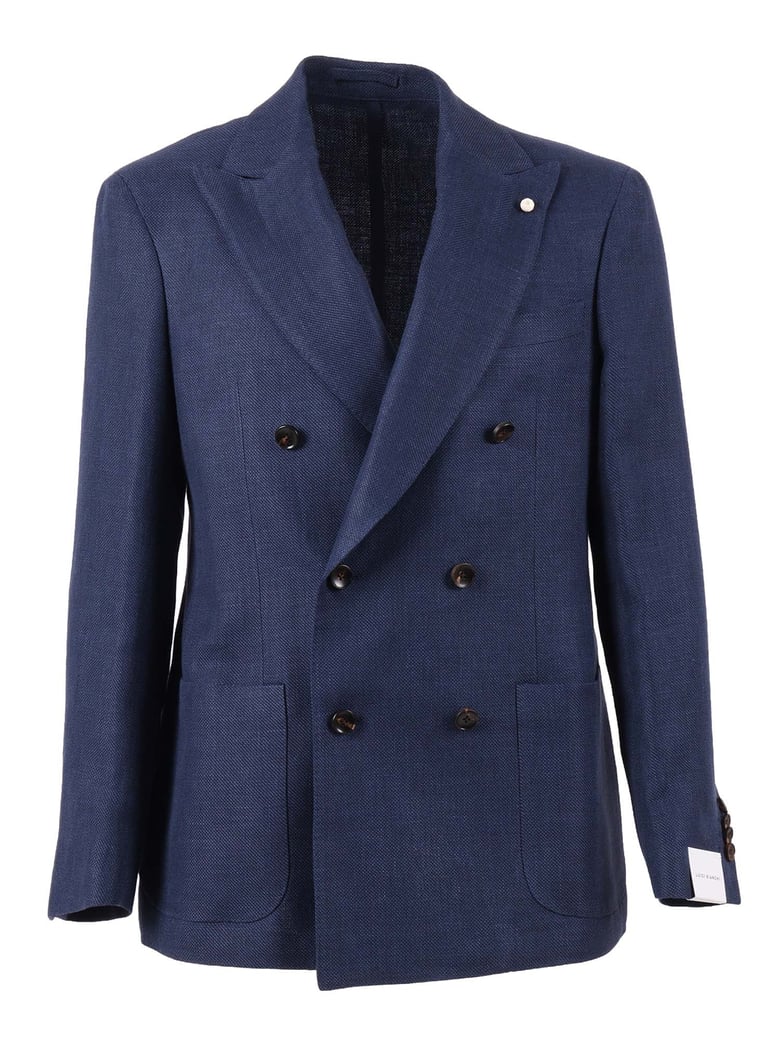 Double Breasted Drop 7 Textured Blazer