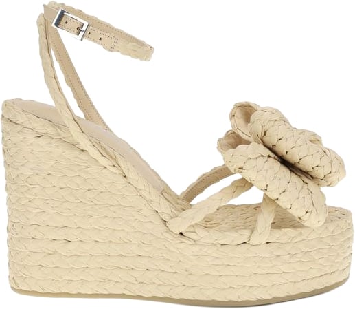 Nude Le Cadeau Bow Raffia-Upper Leather Sandals
