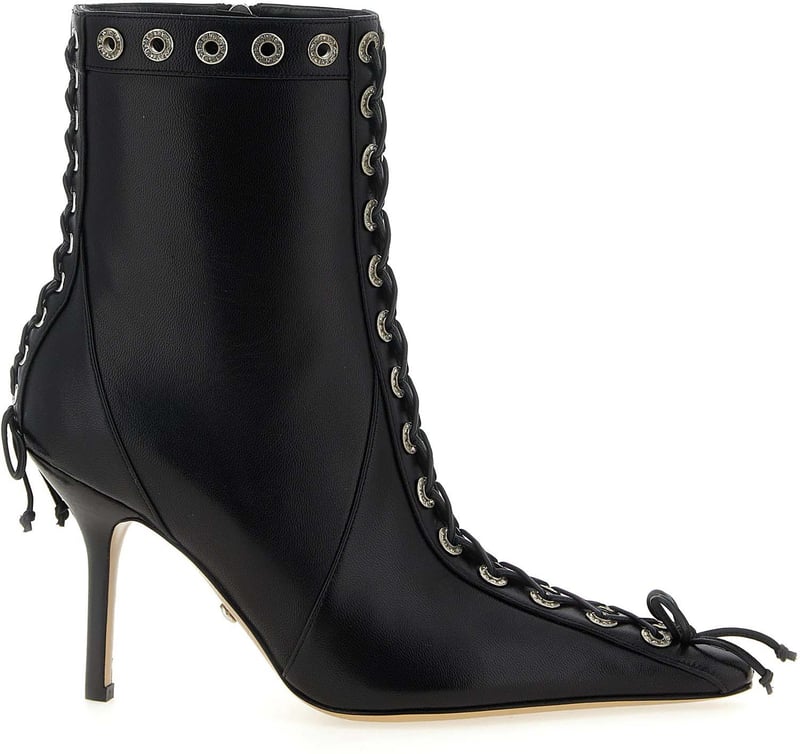 MACH & MACH Black Calfskin Ankle Boots