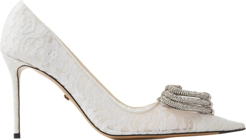 Mach & Mach Triple Heart 95 Lace Pumps White
