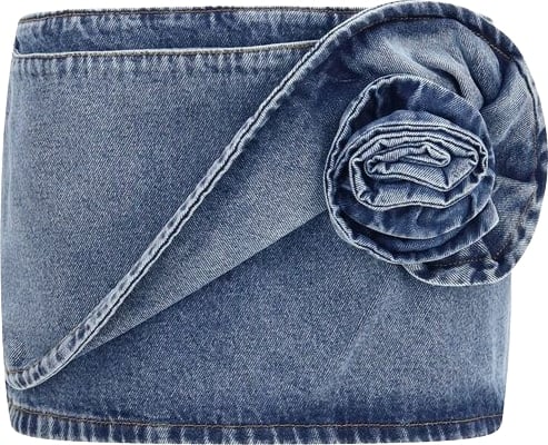 Magda Butrym Blue Cotton Mini Skirt