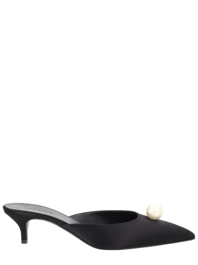 Silk Pearl Embellished Kitten Mules