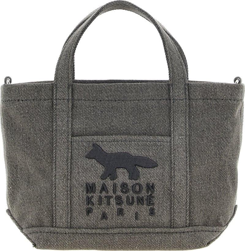 Maison Kitsuné Gray Cotton Tote Bag