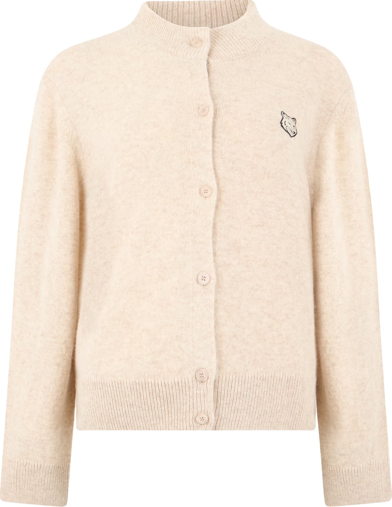 Wool cardigan with embroidered logo