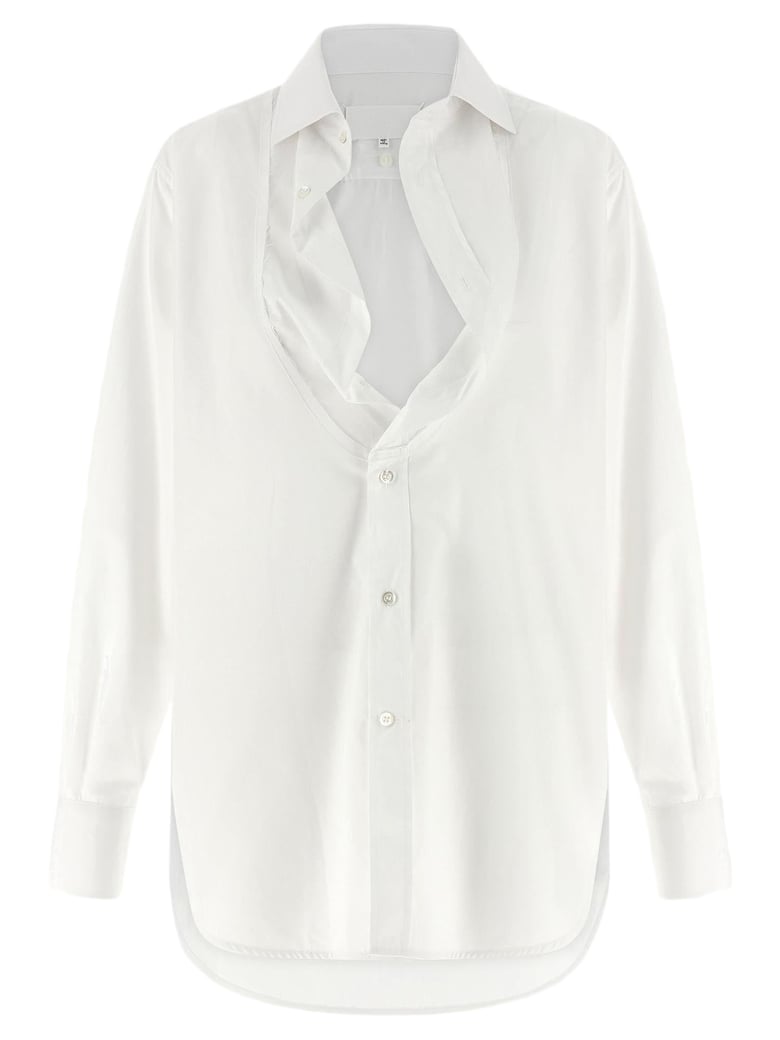 Cotton Poplin Shirt with Tucked-In Collar