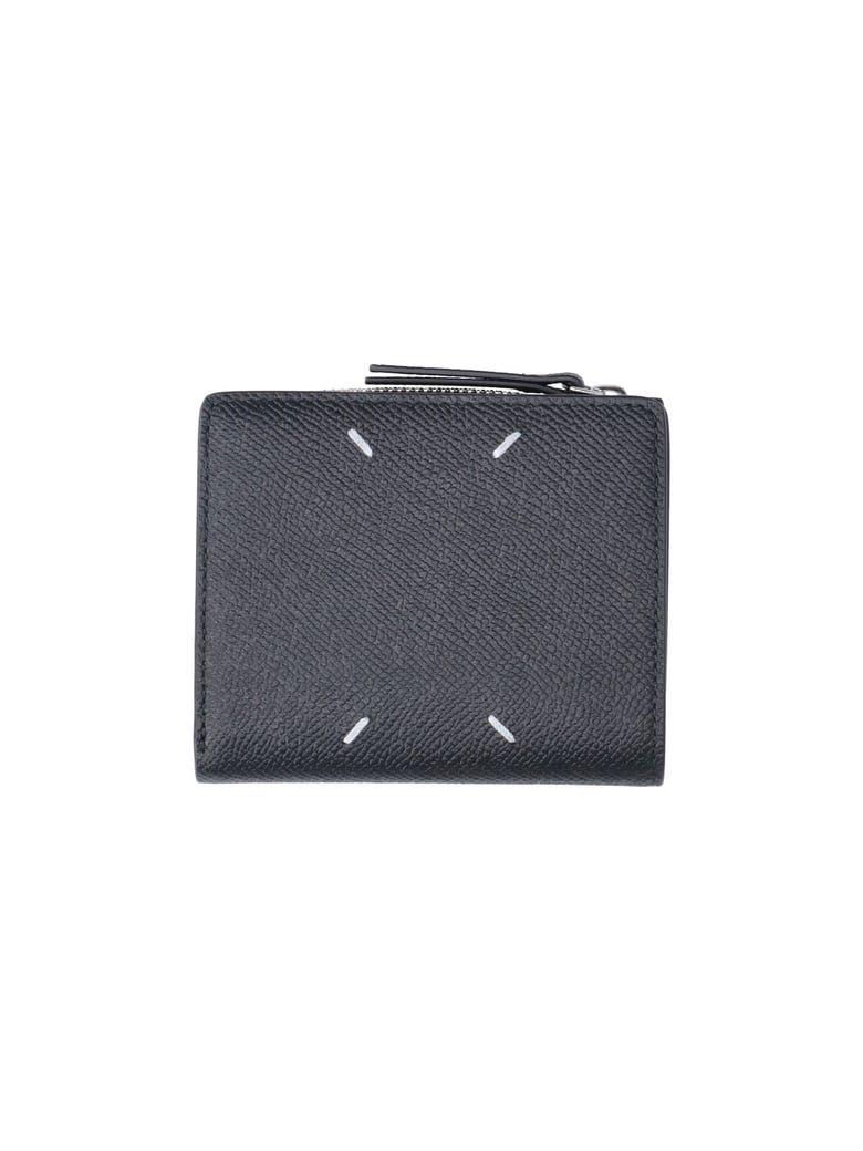 Black Four Stitches Leather Wallet