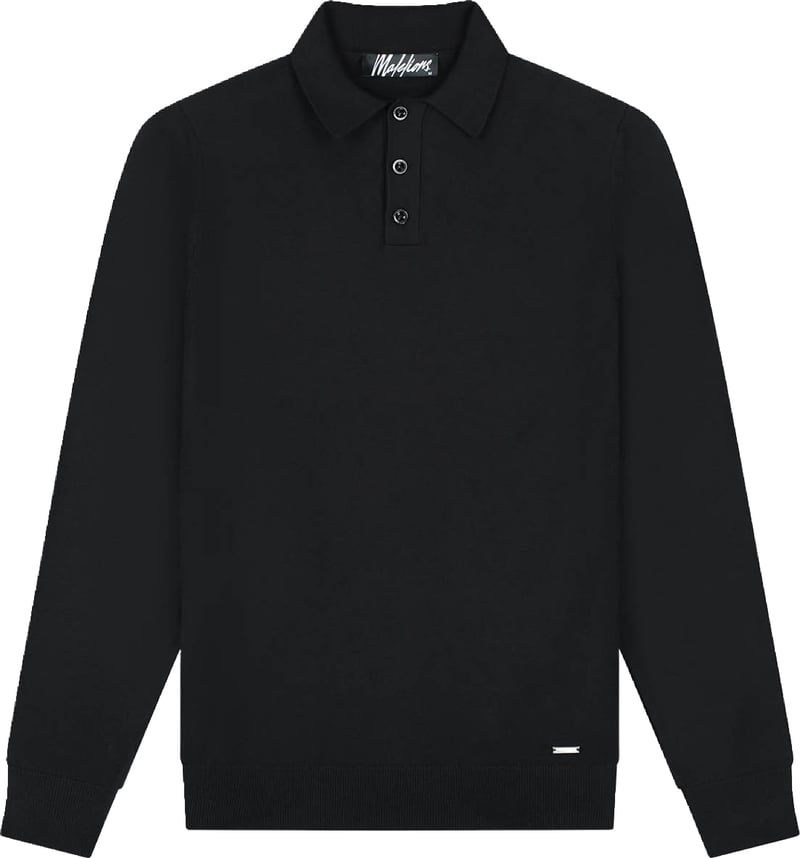 Malelions Knitted Longsleeve Polo MM3-AW25-17 Black