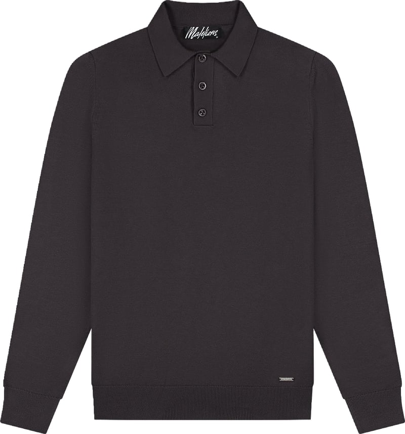 Malelions Knitted Longsleeve Polo MM3-AW25-17 Mulch Brown