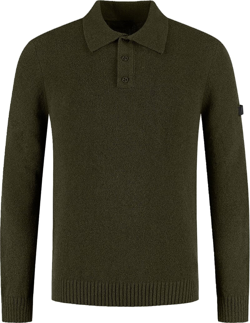Malelions Malelions Premium Knitted Bouclé Longsleeve Polo MPD50026053 43025 Dark Olive