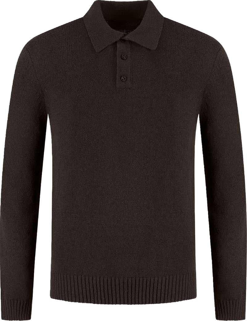 Malelions Malelions Premium Knitted Bouclé Longsleeve Polo MPD50026053 50001 Brown