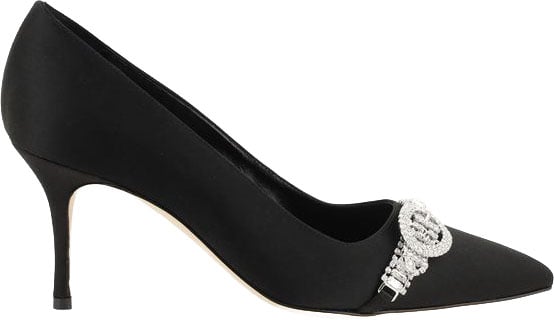 Manolo Blahnik Black Asapump Satin Pumps