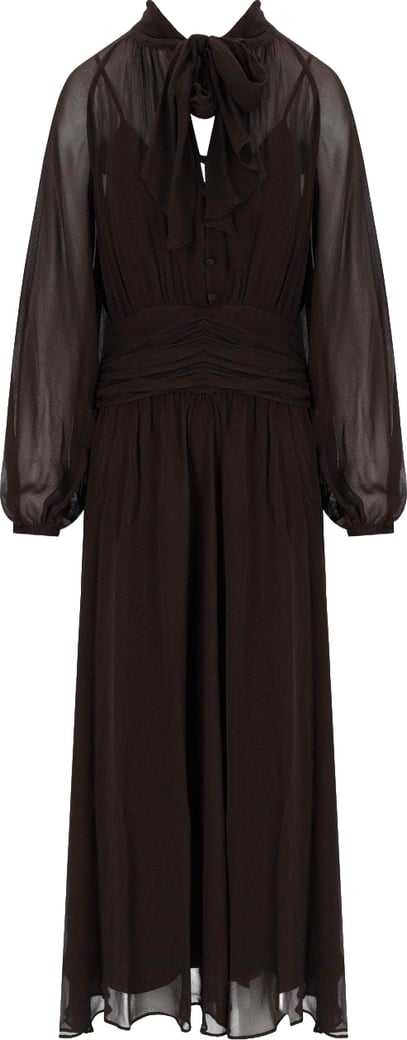 LONG BROWN GAUZE DRESS MARELLA