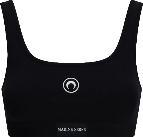 Marine Serre Black Cotton Sport Bra