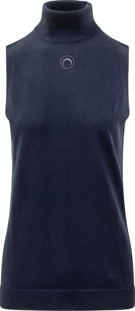 Top Smanicato in Lana Merino con Collo Alto