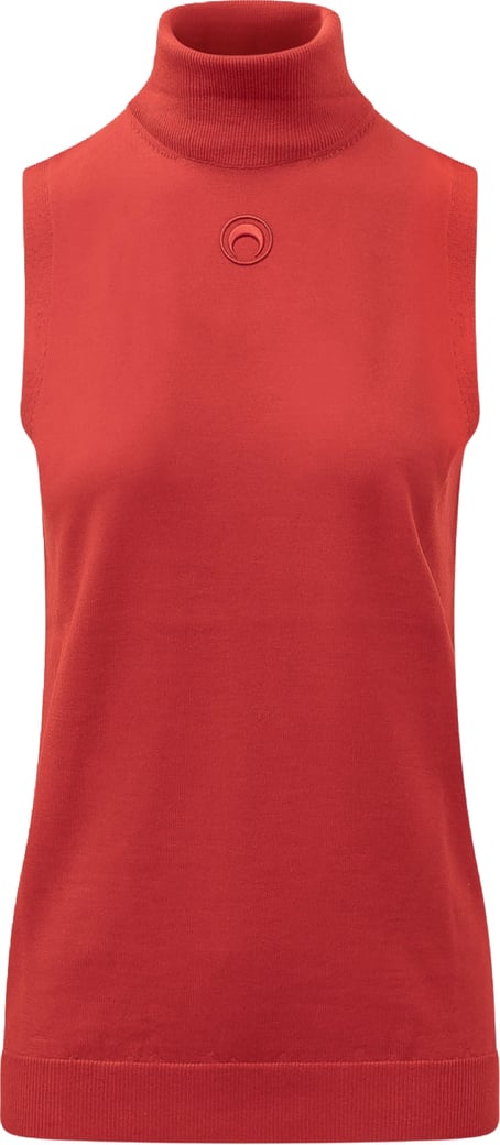 Top Smanicato in Lana Merino con Collo Alto