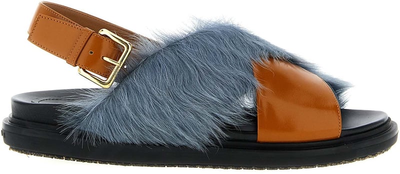 Marni Multicolor Lamb Leather Flat Sandals