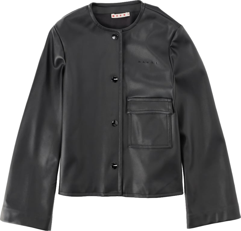 GIACCA IN TESSUTO SPALMATO NERO CON TASCA