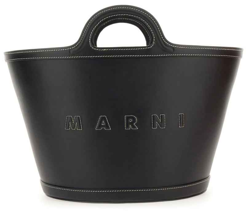 Structured Black Shoulder Bag With Double Top Handle