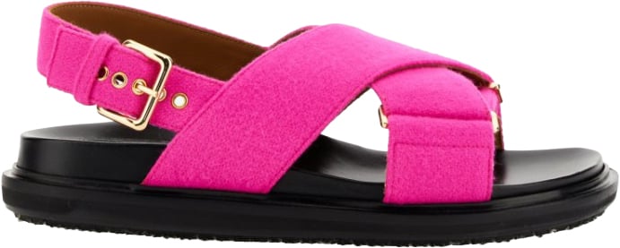 Crisscross Leather Sandal With Gold-Tone Buckles