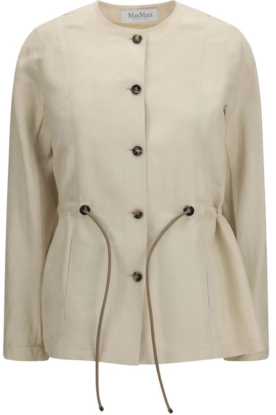 Max Mara Beige Linen Full-Length Jacket