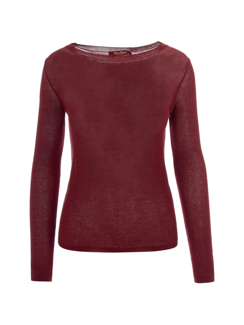 Red Boat Neckline Cotton Blouse