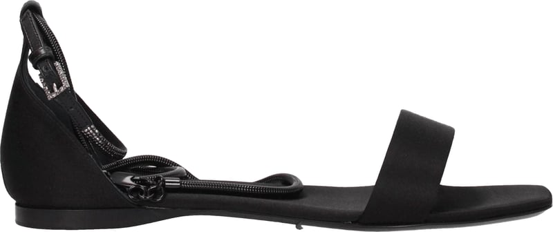 Max Mara Black Satin Flat Sandals