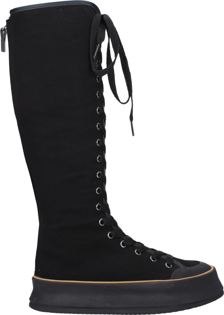 Max Mara Black Fabric Lace-Up Boots