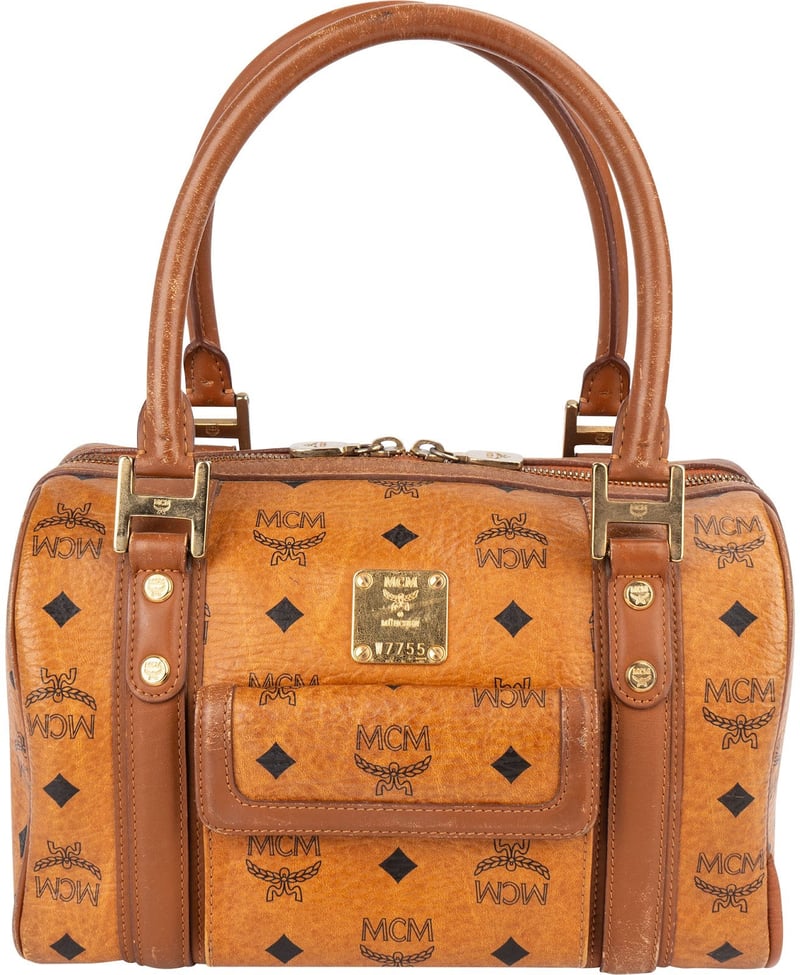 MCM Monogram Visetos Boston Pocket Handbag