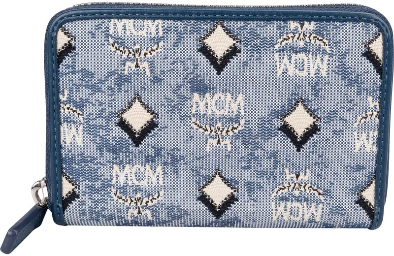 MCM Visetos Monogram Denim Jacquard Small Zip Wallet