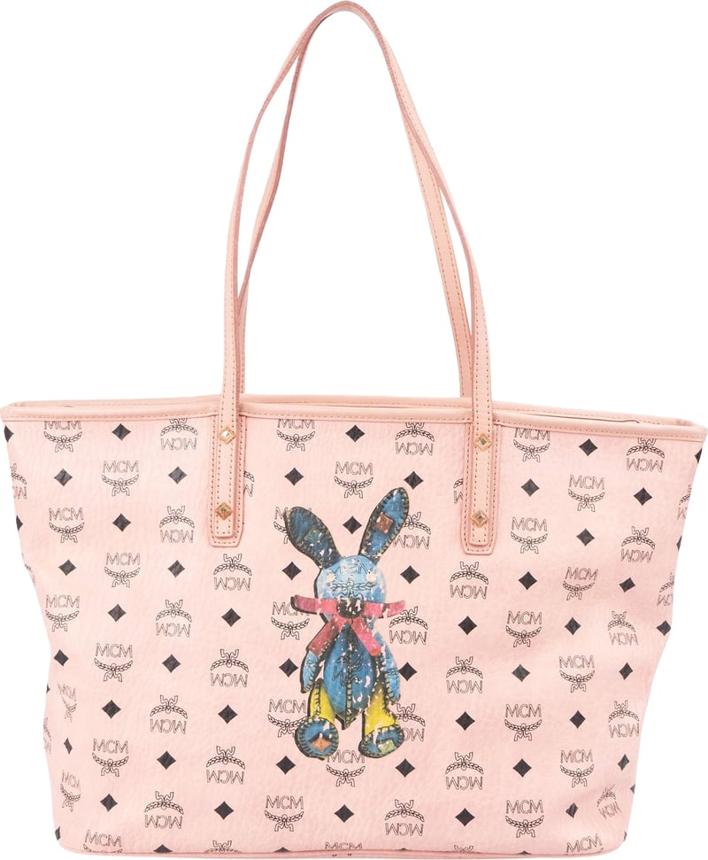 MCM Monogram Visetos Rabbit Reversible Liz Shopper Tote Bag
