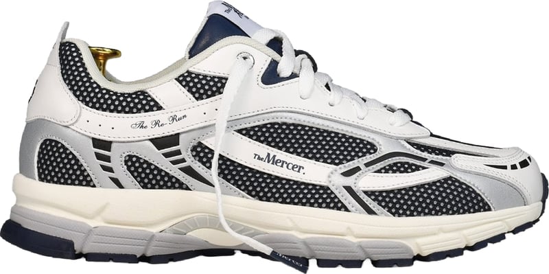 Unisex The Re Run Witte sneaker met zilveren en blauwe details Wit