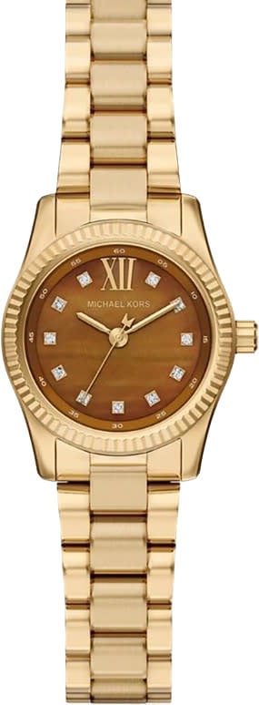 Michael Kors Horloge MK7578 Lexington Staal Geelgouden Plating  Quartz Bruine Wijzerplaat 26mm