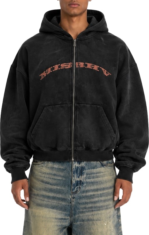 Faded black inflated zipped hoodie