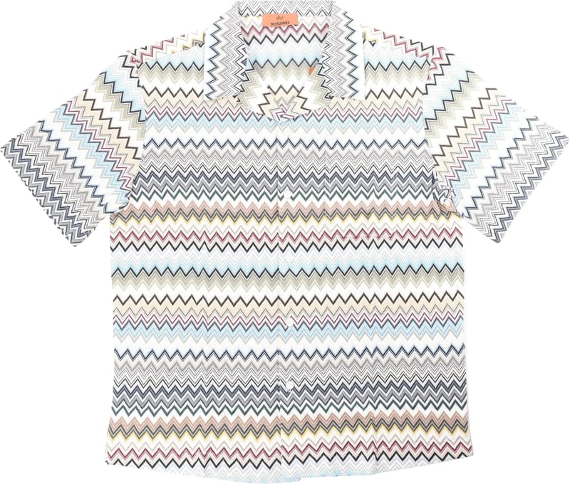 Missoni PATTERNED Short Sleeve Shirt in Gray x Multicolor, Size 48 IT