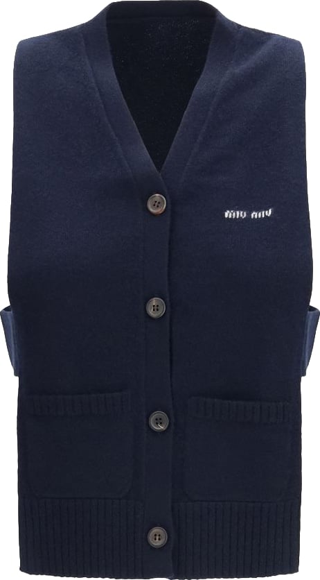 Miu Miu Blue Cashmere Sleeveles Sweater