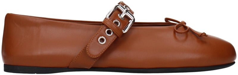 Miu Miu Brown Leather Ballet Flats