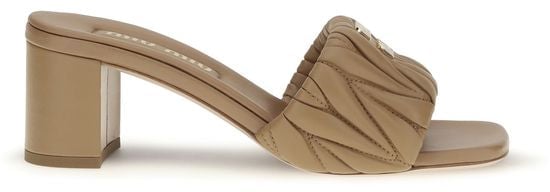 Miu Miu Beige Lamb Ovis Aries Platform Sandals