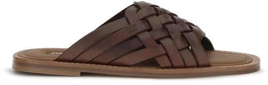 Miu Miu Brown Calf Leather Bos Taurus Flat Sandals