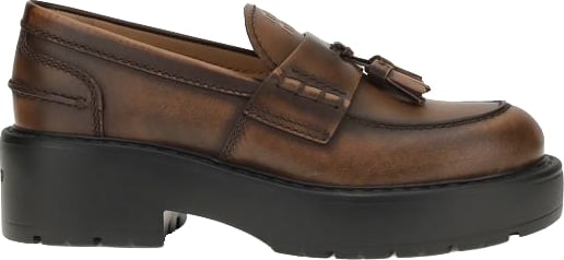 Miu Miu Brown Calf Leather Bos Taurus Platform Loafers