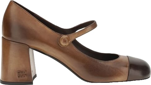 Miu Miu Brown Calf Leather Bos Taurus Ballet Flats