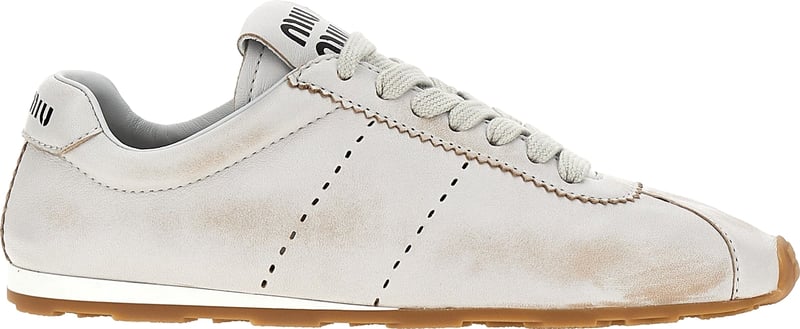 Miu Miu White Calfskin Low Top Sneakers