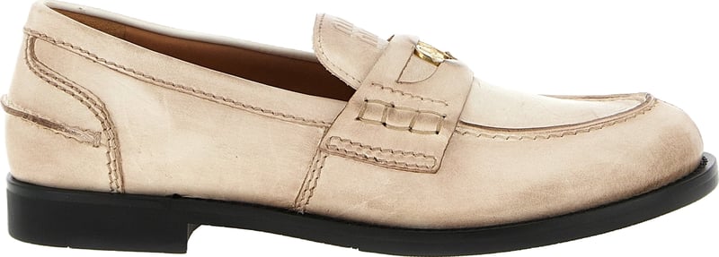 Miu Miu White Calfskin Slip-On Loafers