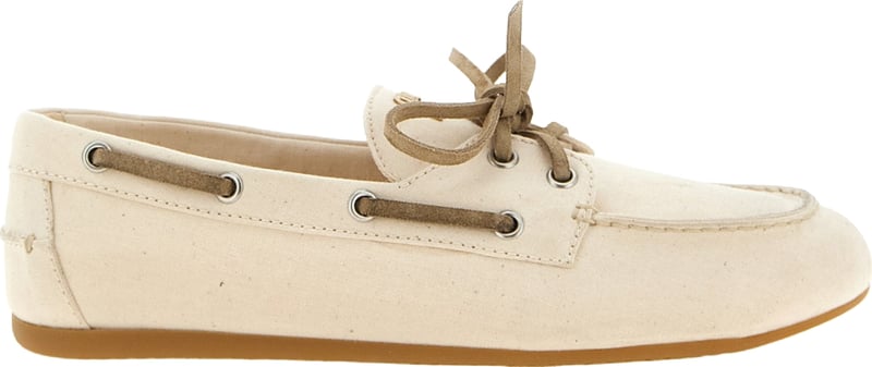 Miu Miu Beige Cotton Slip-On Loafers