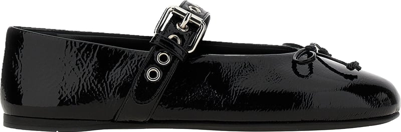 Miu Miu Buckle And Bow Ballet Flats