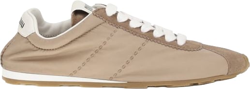 Miu Miu Beige Calf Leather Bos Taurus Low Top Sneakers