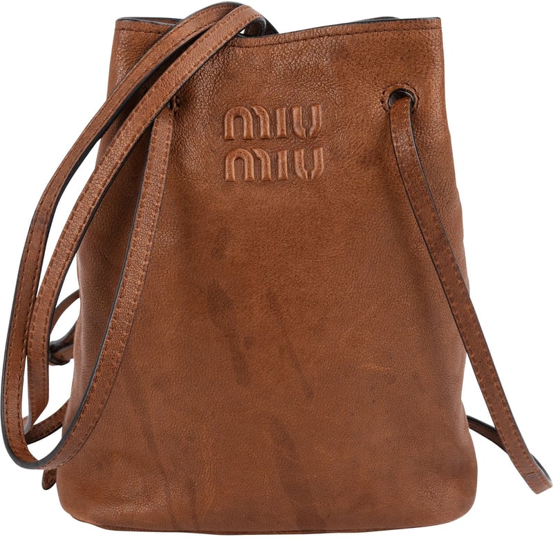 Miu Miu Calfskin Leather Mini Drawstring Bucket Crossbody Bag