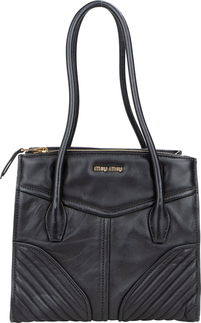 Miu Miu Quilted Nappa Leather Chevron Biker Handbag